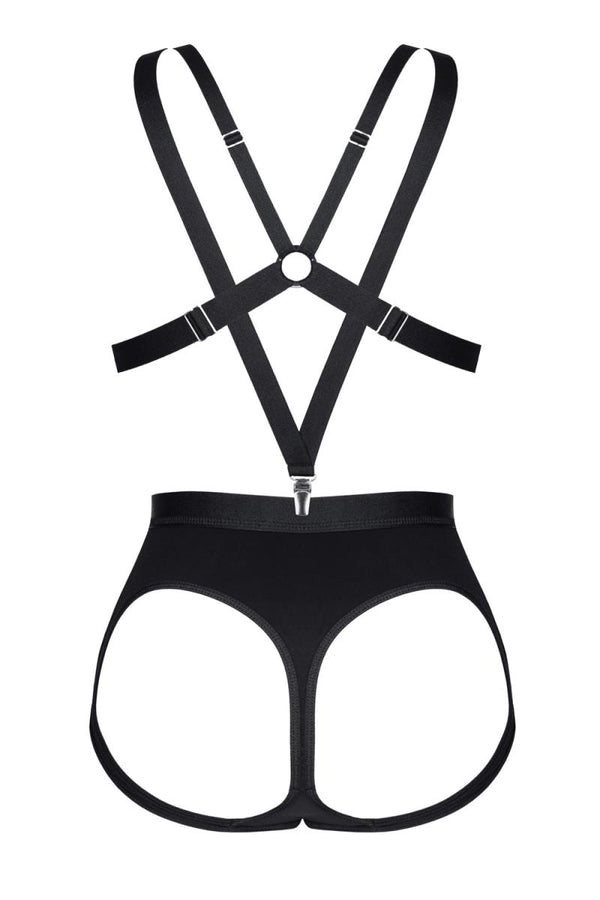 Erotisches BH-Set LXArcelia001 in Schwarz mit Ouvert Panty | Demoniq