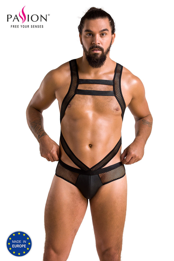 Männer Wetlook Body mit Netzeinsätzen und Gummibändern | Passion Menswear