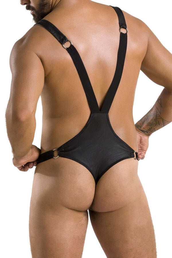 Herren-Body wetlook mit Metallelementen und Gummibändern | Passion Menswear