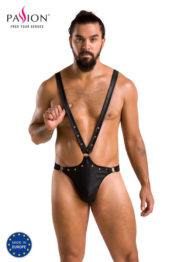 Herren-Body wetlook mit Metallelementen und Gummibändern | Passion Menswear