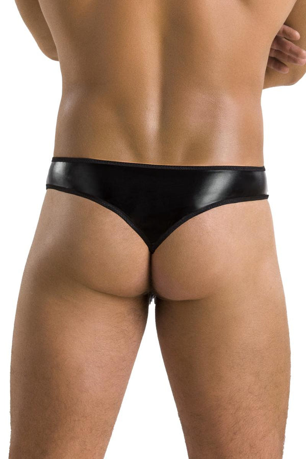 Herren String mit Metallring und Gummibändern aus Wetlook | Passion Menswear