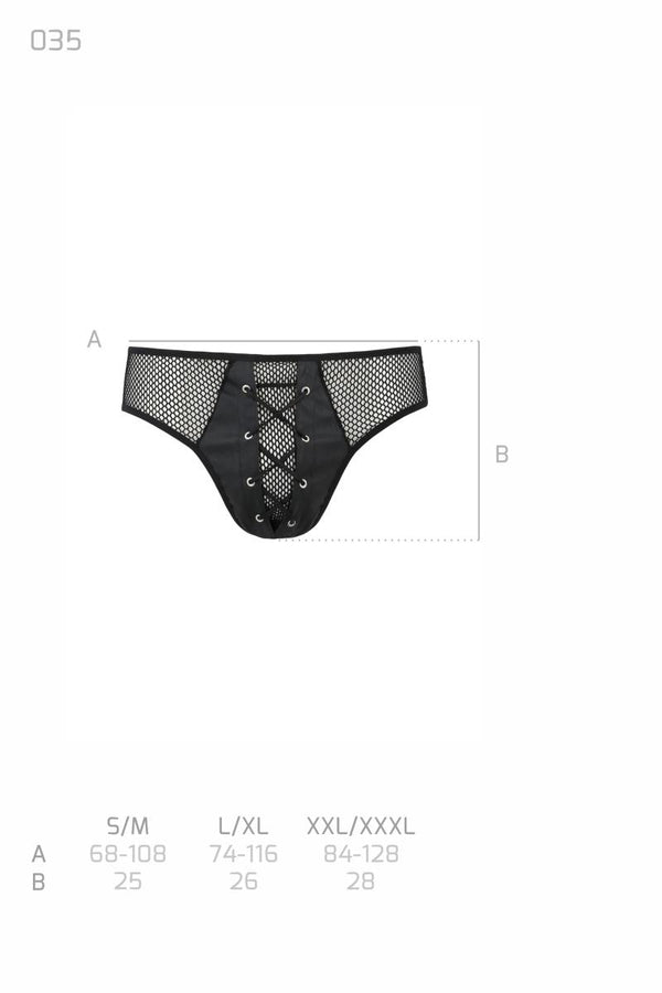 Herren Slip mit Schnürung aus Kunstleder und Netzmaterial | Passion Menswear