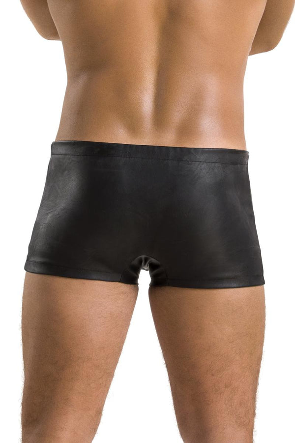 Herren Kunstleder Shorts mit seitlicher Öffnung und Gummibund | Passion Menswear