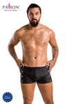 Herren Kunstleder Shorts mit seitlicher Öffnung und Gummibund | Passion Menswear