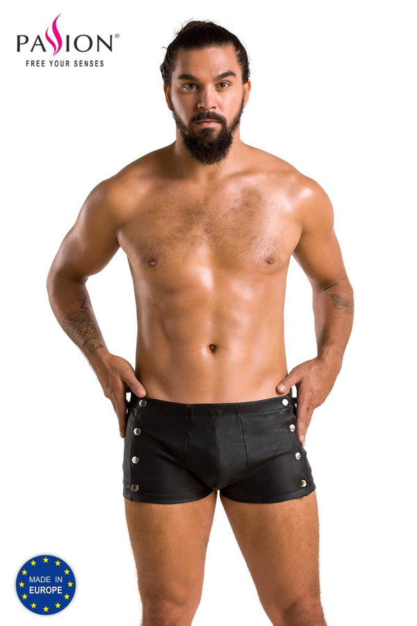Herren Kunstleder Shorts mit seitlicher Öffnung und Gummibund | Passion Menswear
