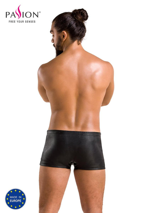 Herren Kunstleder Shorts mit seitlicher Öffnung und Gummibund | Passion Menswear