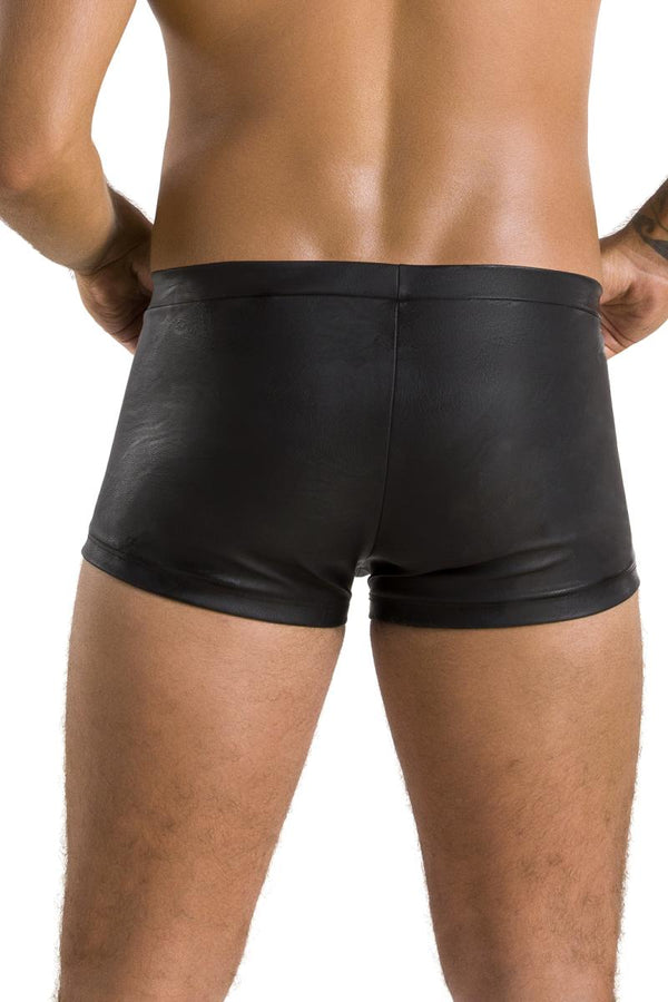 Männer Kunstleder Shorts mit Frontöffnung und Gummibund | Passion Menswear