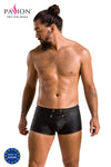 Männer Kunstleder Shorts mit Frontöffnung und Gummibund | Passion Menswear