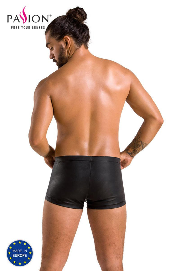 Männer Kunstleder Shorts mit Frontöffnung und Gummibund | Passion Menswear