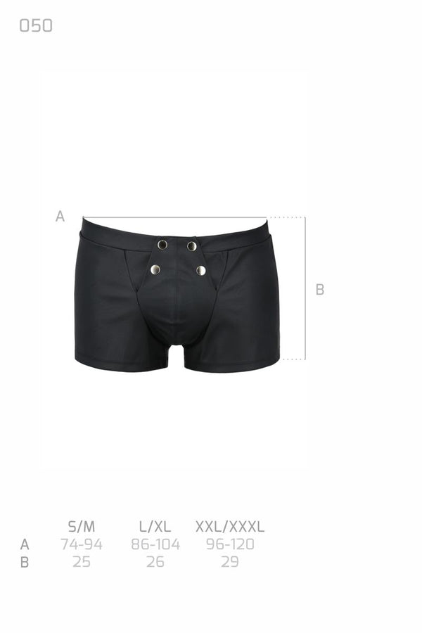 Männer Kunstleder Shorts mit Frontöffnung und Gummibund | Passion Menswear