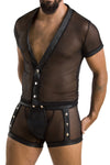 Erotisches Herren-Dessous-Set mit Knöpfen und Netzeinsätzen | Passion Menswear