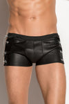 Schwarze verführerische Kunstleder Pants mit verstellbarer Metallkette | Me Seduce