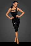 Midi PVC Kleid mit Zipper auf der Vorderseite F250 - Schwarz | Noir Handmade_115172.jpg