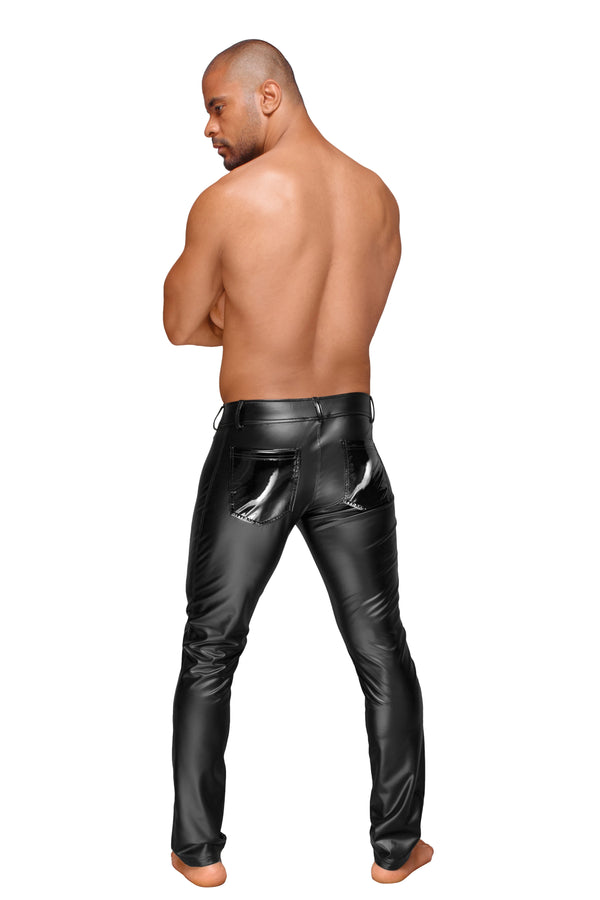Herren-Wetlook-Hose mit Lack-Details H051 | Noir Handmade