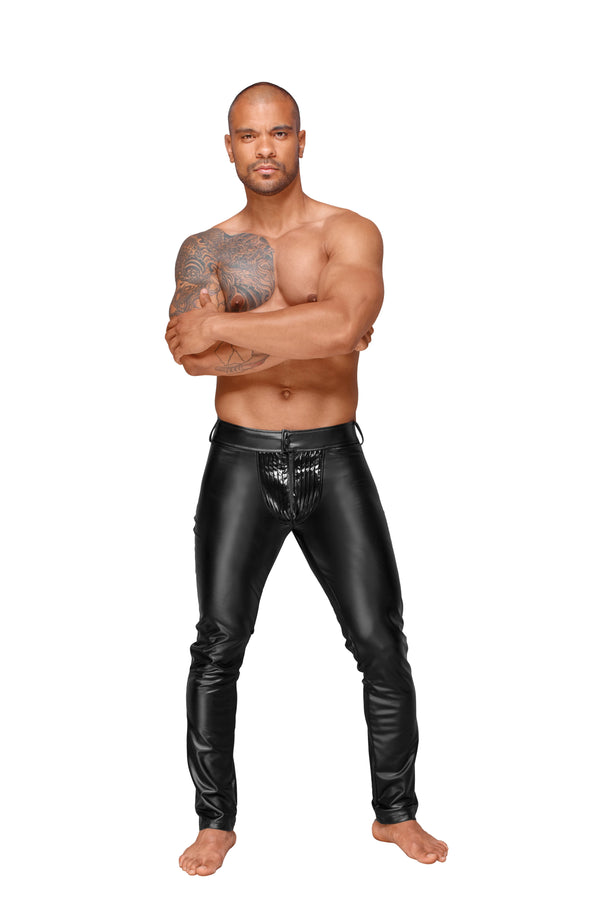 Herren-Wetlook-Hose mit Lack-Details H051 | Noir Handmade