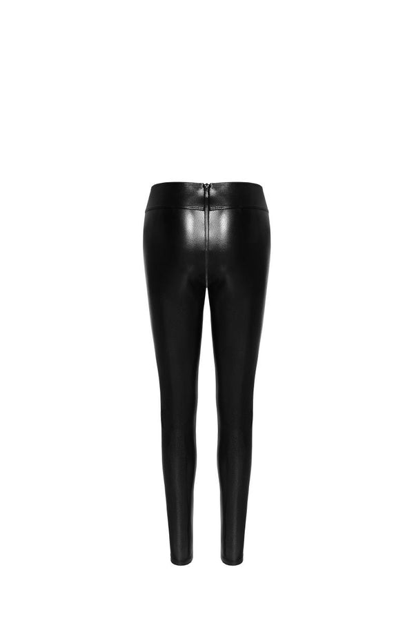 Extravagante Wetlook Leggings in Snake-Optik mit Zwei-Wege-Reißverschluss F274 | Noir Handmade