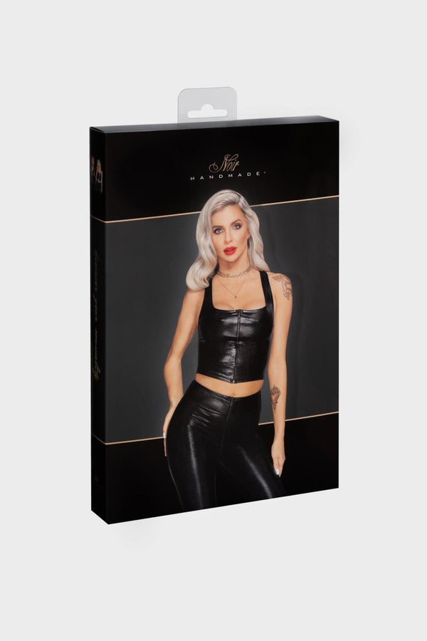 Wetlook Snake-Top mit Reißverschluss F275 | Noir Handmade