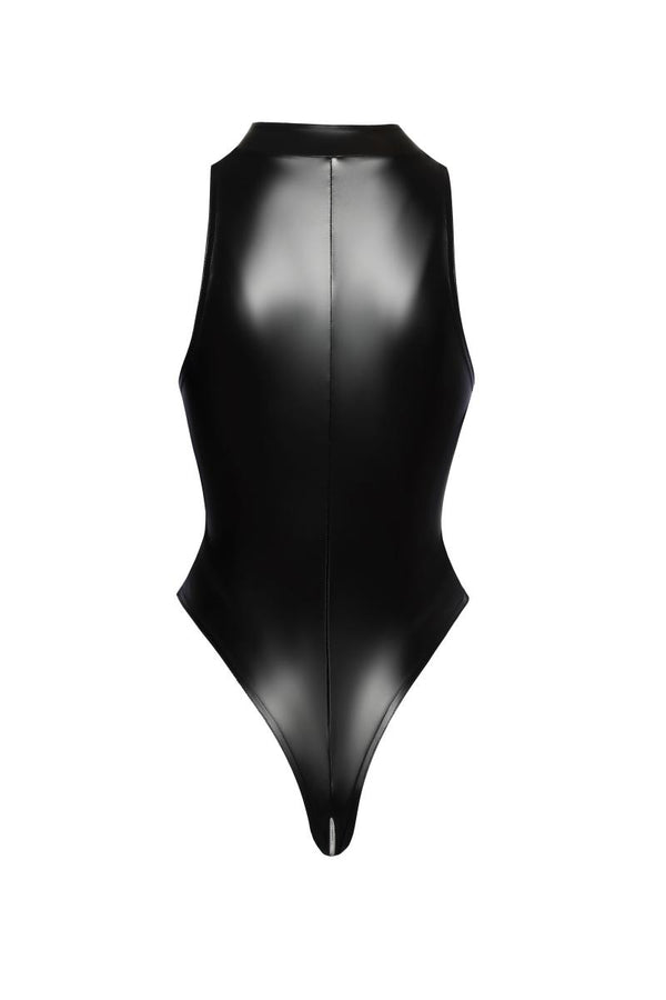 Glänzender Wetlook-Body mit Frontreißverschluss F294 | Noir Handmade