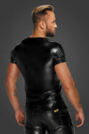 Herren Wetlook Shirt mit Schlangenleder-Ärmeln | Noir Handmade Men