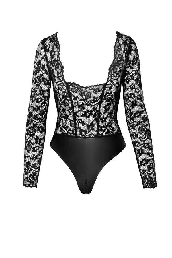 Figurbetonter Spitzen-Body mit Reißverschluss | Noir Handmade