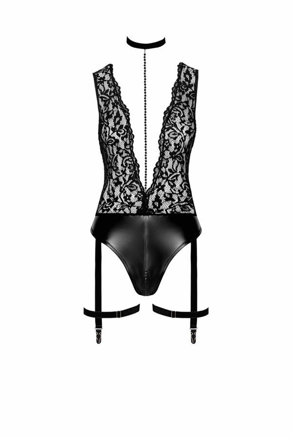 Straps-Body mit Halsband, 2-Wege-Reißverschluss und Kette | Noir Handmade