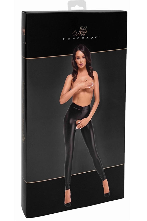 Wetlook Leggings mit offenem Schritt für sinnliche Momente | Noir Handmade