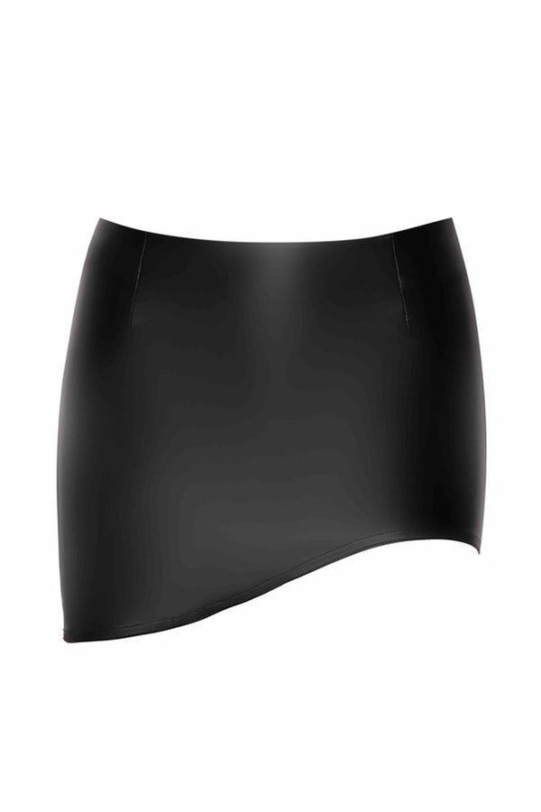 Asymetrischer Wetlook Minirock mit Stretch-Effekt | Noir Handmade