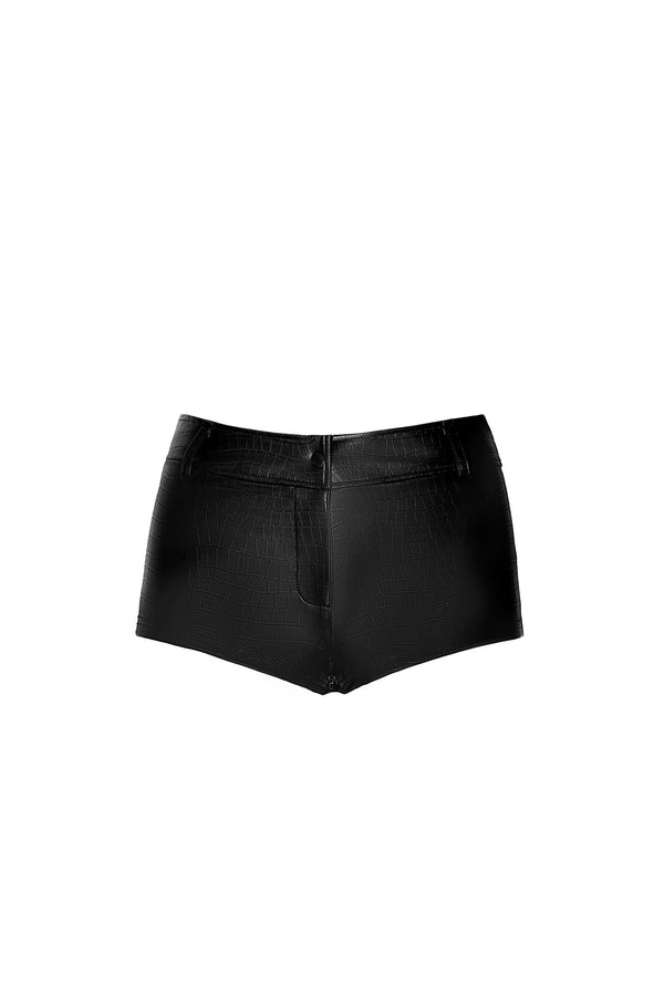 Wetlook Shorts mit Snake-Muster, Taschen und Knopfleiste | Noir Handmade