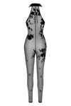 Netzstoff-Bodystocking mit Wildblumen-Flockdruck | Noir Handmade
