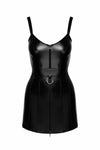 Wetlook Minikleid mit Reißverschluss und verstellbaren Trägern | Noir Handmade