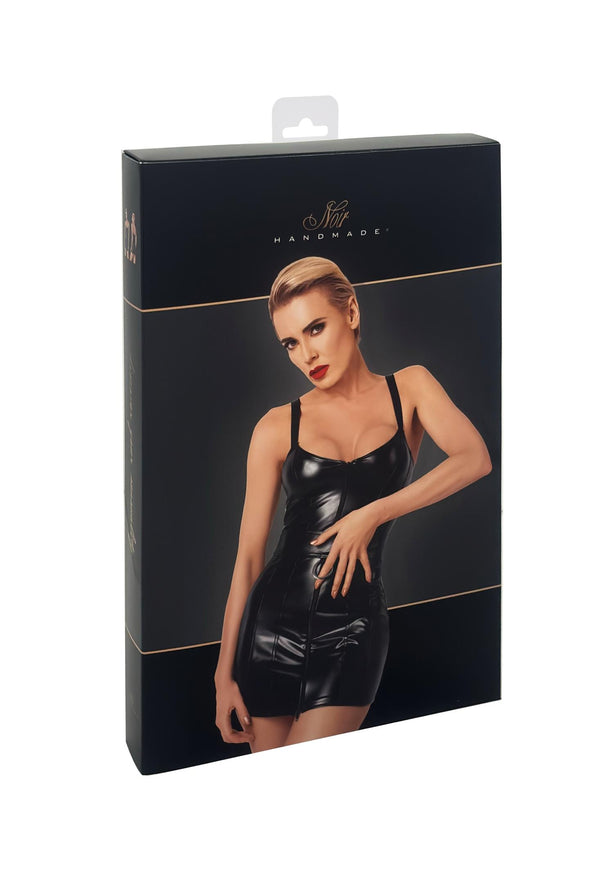 Wetlook Minikleid mit Reißverschluss und verstellbaren Trägern | Noir Handmade