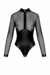 Transparenter Netz-Body mit Reißverschluss und Metallringen | Noir Handmade