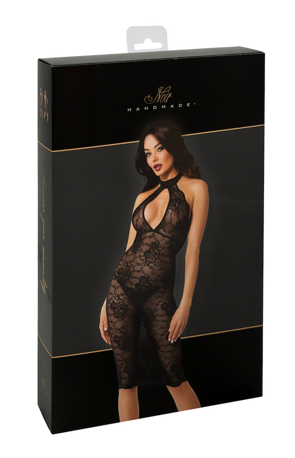 Elegantes Spitzenkleid mit Hakenverschluss und figurbetontem Schnitt | Noir Handmade