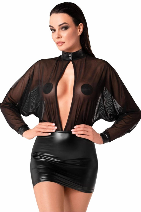 Tüll-Minikleid mit Neckholder und Druckknöpfen | Noir Handmade