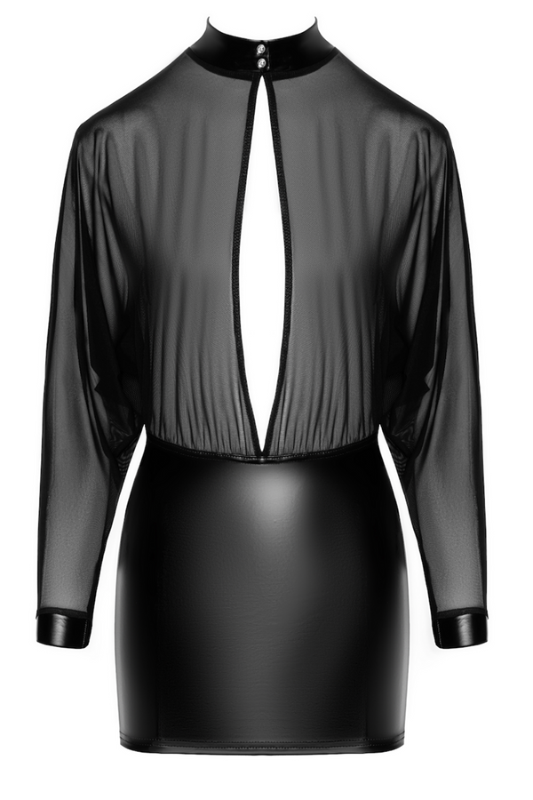 Tüll-Minikleid mit Neckholder und Druckknöpfen | Noir Handmade