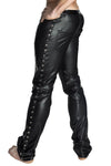 Schwarze Wetlook-Herrenhose mit Metalldetails und Lack-Akzenten | H039 Noir Handmade