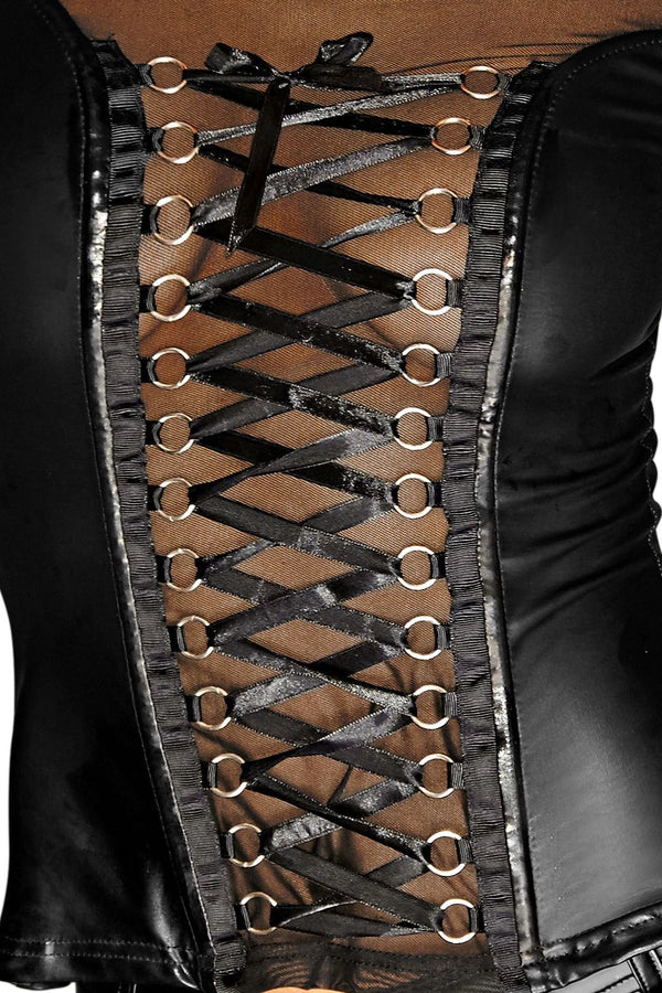 Wetlook-Shirt mit Schnürung F130 | Noir Handmade