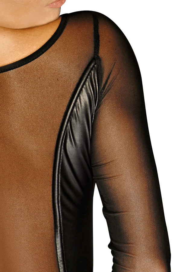 Wetlook-Shirt mit Schnürung F130 | Noir Handmade