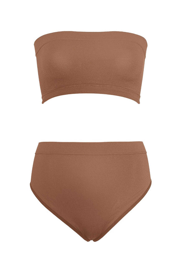 Hautfarbenes verführerisches Dessous Set mit geripptem Design von Leg Avenue – Ansicht 3