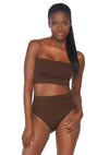 Braunes verführerisches nahtloses Bandeau Set mit hochgeschnittenem Slip von Leg Avenue