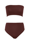 Braunes verführerisches nahtloses Bandeau Set mit hochgeschnittenem Slip von Leg Avenue – Ansicht 4