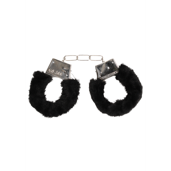 Schwarze elegante Handfesseln mit weichem Plüschbesatz von Ouch! by Shots – Ansicht 4