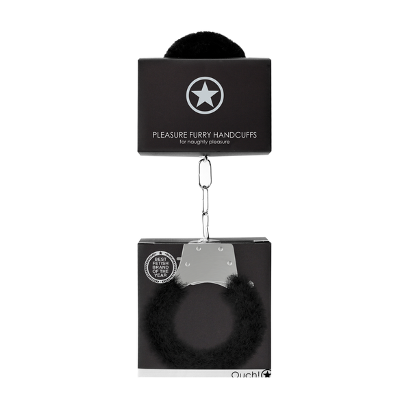 Schwarze elegante Handfesseln mit weichem Kunstfell Besatz von Ouch! by Shots – Ansicht 2