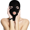 Schwarze elastische Kopfmaske mit praktischen Aussparungen für Gesicht und Augen von Ouch! by Shots