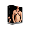 Schwarzer markanter Body Harness mit großen O Ringen und Nietendetails von Ouch! by Shots – Ansicht 2