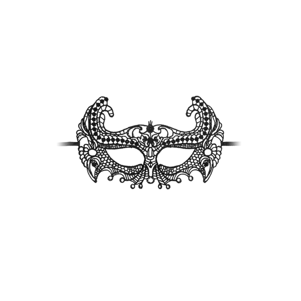Schwarze filigrane Augenmaske im kunstvollen venezianischen Design von Ouch! by Shots – Ansicht 3