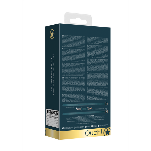 Grüne luxuriöse Oberschenkelmanschetten mit eleganten goldfarbenen Verzierungen von Ouch! by Shots – Ansicht 3
