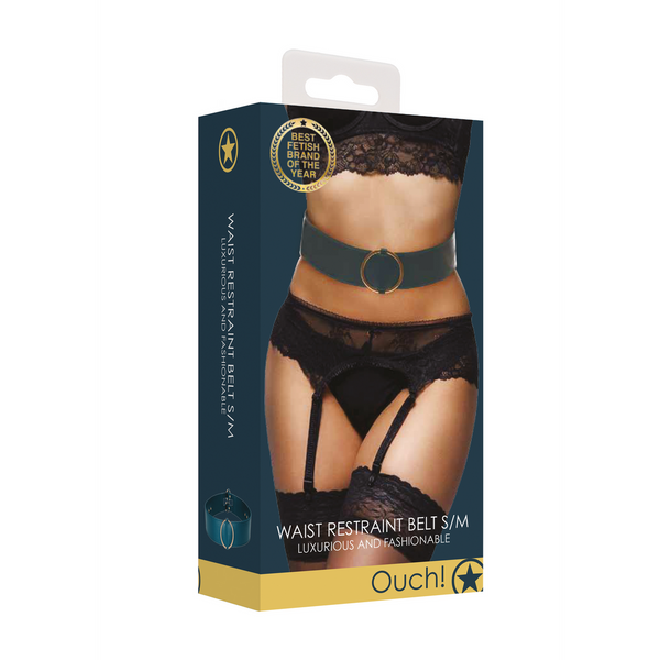 Grüner eleganter Taillengürtel in hochwertiger Lederoptik mit goldenen Details von Ouch! by Shots – Ansicht 2