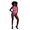 Pinkes leuchtendes Set mit Stehkragen und High Waist Slip von Ouch! by Shots