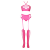 Pinkes leuchtendes zweiteiliges Neon Set mit Crop Top von Ouch! by Shots – Ansicht 13